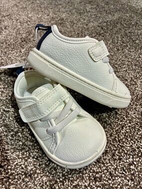 Carter's White Baby Sneakers with Navy Accent